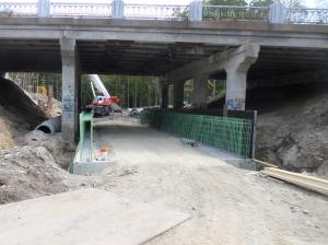 Bridgework, Rt. 126, south Bellingham. SNETT travels under the bridge