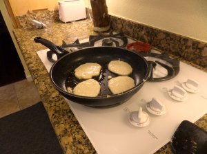 Birthday breakfast pancakes