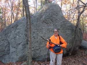 Massive rocks along this trail at Adams Street, Holliston