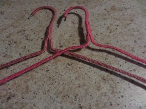 Coat-hangers covered in yard, just like Great-Grandma Dado made