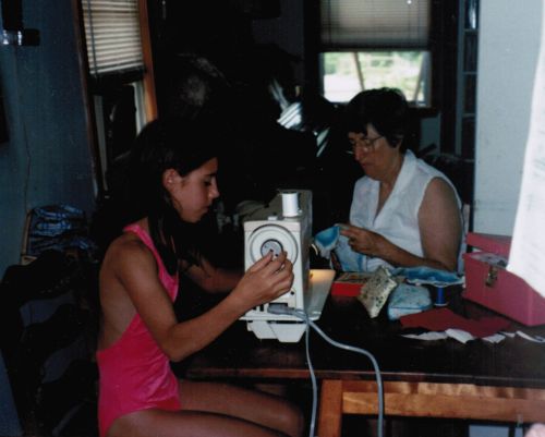 Anna, Grannie sewing
