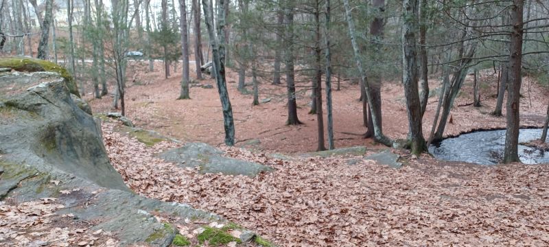 Rocks, river and wooded landscape